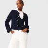 Cardigan con collo ricamato