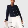 Cardigan con collo ricamato