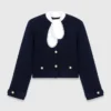 Cardigan con collo ricamato