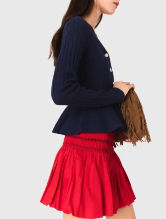 Cardigan con peplo in vita