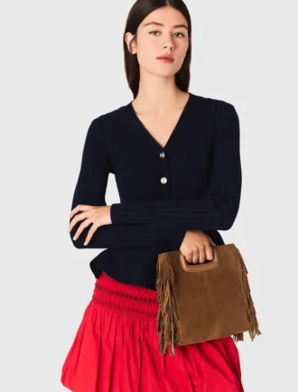 M Bag con frange in pelle scamosciata