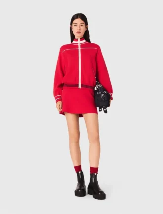 Cardigan con zip e elastico in vita
