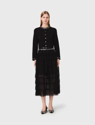 Cardigan corto con dettagli gioiello