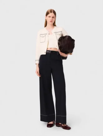 Cardigan corto con impunture