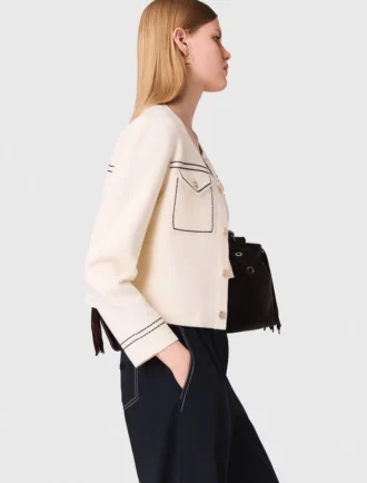 Cardigan corto con impunture