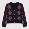 Cardigan corto con motivo argyle Cardigan corto con motivo argyle