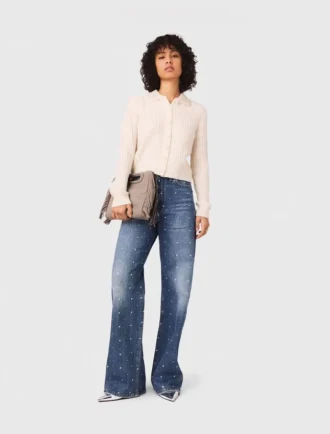 Cardigan in maglia con collo rimovibile