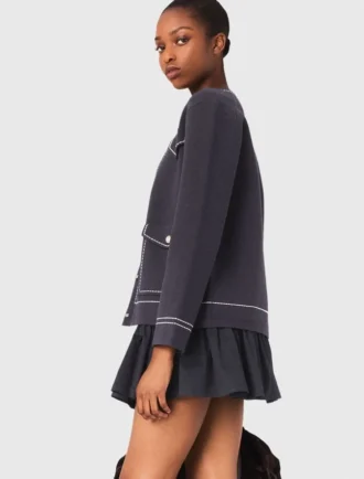 Cardigan lungo in maglia con impunture