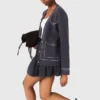 Cardigan lungo in maglia con impunture