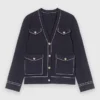 Cardigan lungo in maglia con impunture