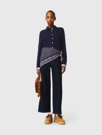 Cardigan polo con bordi rimovibili