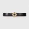 Cintura in pelle con logo Clover