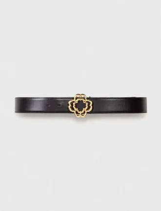Cintura in pelle con logo Clover