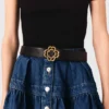 Cintura in pelle con logo Clover
