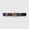 Cintura in pelle con logo Clover