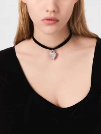 Collana a cuore con cordoncino in velluto