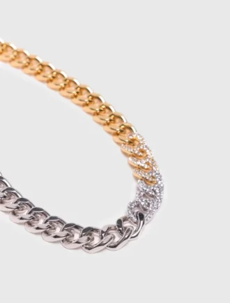 Collana a maglie con strass bicolore