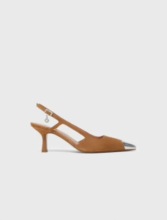 Décolleté in camoscio con punta metallizzata