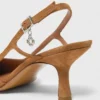 Décolleté in camoscio con punta metallizzata