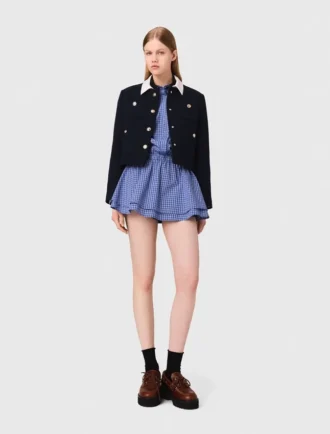 Giacca corta in tweed, colletto rimovibile