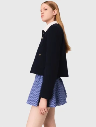 Giacca corta in tweed, colletto rimovibile