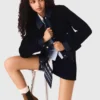 Giacca in bouclé e denim