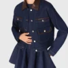 Giacca in denim con ecopelle Giacca in denim con ecopelle