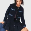 Giacca in tweed con bordi in denim Giacca in tweed con bordi in denim