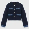 Giacca in tweed con bordi in denim Giacca in tweed con bordi in denim