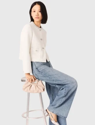 Giacca in tweed con bordi in perline