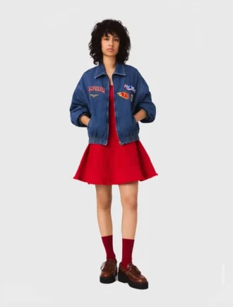 Giacca oversize in denim ricamata