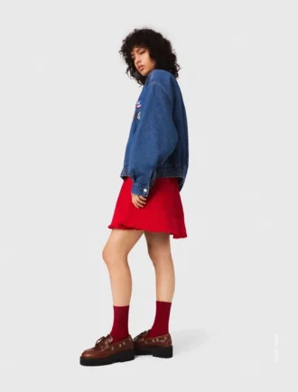 Giacca oversize in denim ricamata