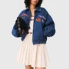 Giacca oversize in denim ricamata