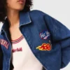 Giacca oversize in denim ricamata