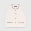 Gilet in tweed con bordi in perline