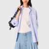 Gonna corta in denim a pieghe con strass Gonna corta in denim a pieghe con strass