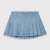 Gonna corta in denim a pieghe con strass Gonna corta in denim a pieghe con strass