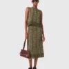 Gonna in maglia con fiori in strass