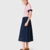 Gonna midi in denim ricamata Gonna midi in denim ricamata