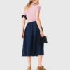 Gonna midi in denim ricamata Gonna midi in denim ricamata