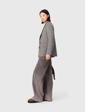 Jeans a gamba larga con cintura a maglie