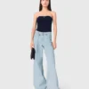 Jeans a gamba larga con strass Jeans a gamba larga con strass