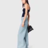 Jeans a gamba larga con strass Jeans a gamba larga con strass