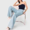 Jeans a gamba larga con strass Jeans a gamba larga con strass