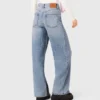 Jeans a gamba larga con strass su tutta la superficie