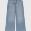Jeans a gamba larga con strass su tutta la superficie