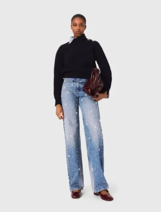 Jeans a gamba larga ricamati