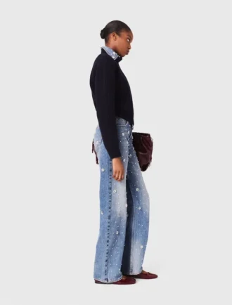 Jeans a gamba larga ricamati