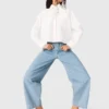 Jeans a palloncino testurizzati