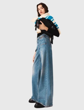 Jeans a zampa con catena